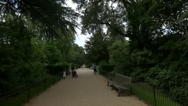 Steegjes Met Bankjes Kensington Gardens — Stockvideo