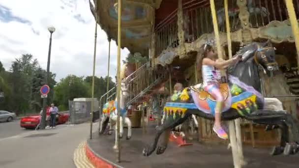 Children Having Fun Carousel — Stock Video