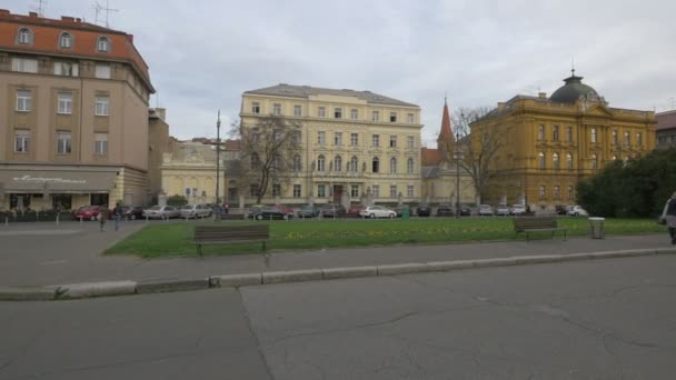 Vida Cidade Uma Rua Zagreb — Vídeo de Stock