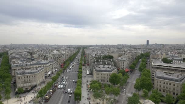 Město Paříž Vrcholu Vítězného Oblouku — Stock video