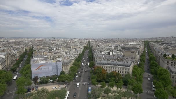 Vysoký Úhel Budov Bulvárů Paříži — Stock video