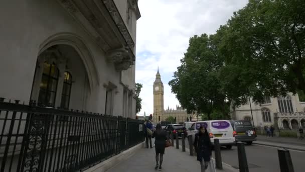 Big Ben Visto Broad Sanctuary Street — Vídeo de Stock