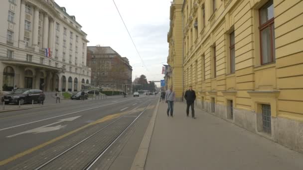 Άνθρωποι Περπατούν Στο Πεζοδρόμιο — Αρχείο Βίντεο