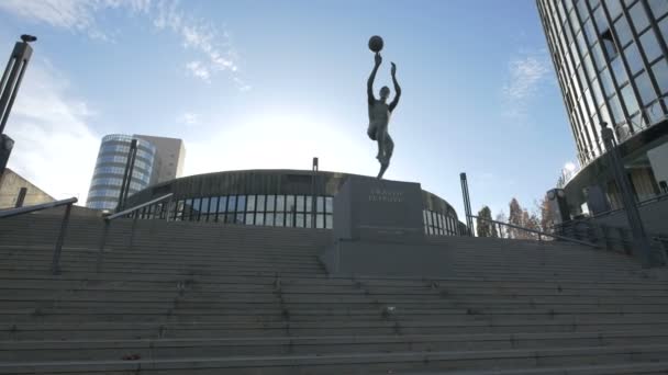 Estátua Drazen Petrovic Zagreb — Vídeo de Stock