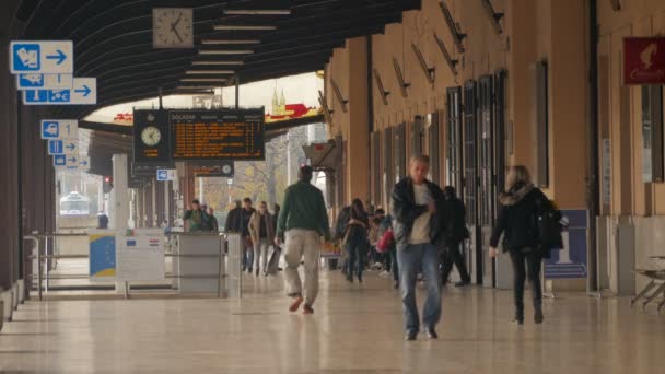 Mensen Het Perron Van Het Station — Stockvideo