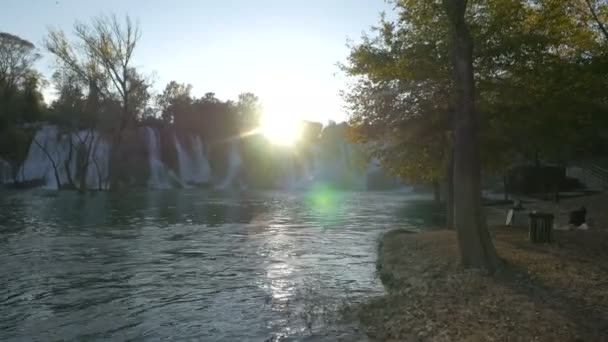 Kravice Wasserfall Und Trebiat Fluss Fließen — Stockvideo