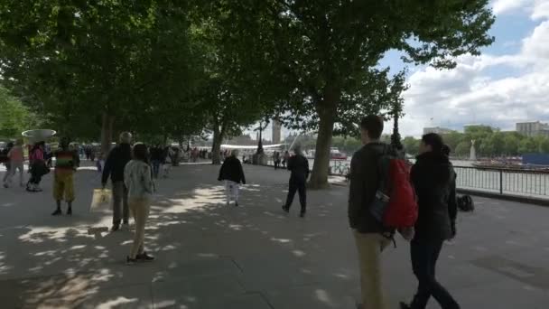 Het Publiek Queen Walk Londen — Stockvideo
