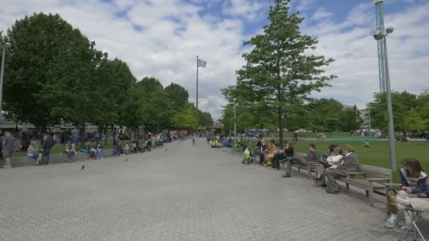 Mensen Ontspannen Jubilee Gardens — Stockvideo