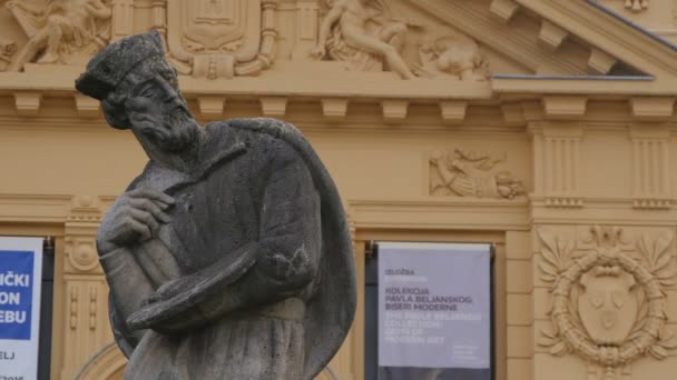 Vista Estatua Andrija Medulic — Vídeos de Stock