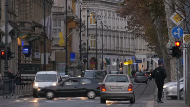 Tráfico Una Calle Ciudad — Vídeos de Stock