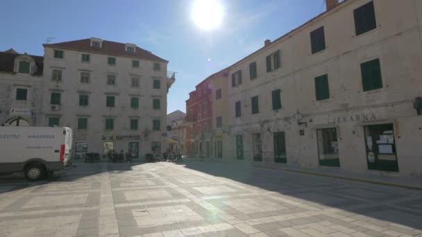 Sunny Day Main Square Makarska — Stock video