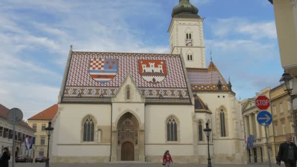 Die Markuskirche Zagreb — Stockvideo