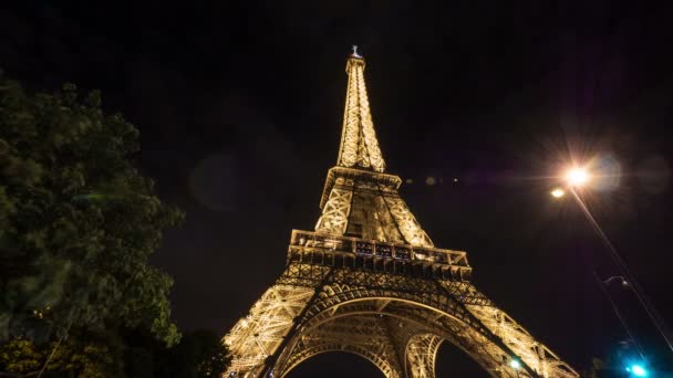 Cronometraggio Notturno Della Torre Eiffel — Video Stock