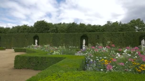 Flores Estatuas Castillo Versalles — Vídeo de stock
