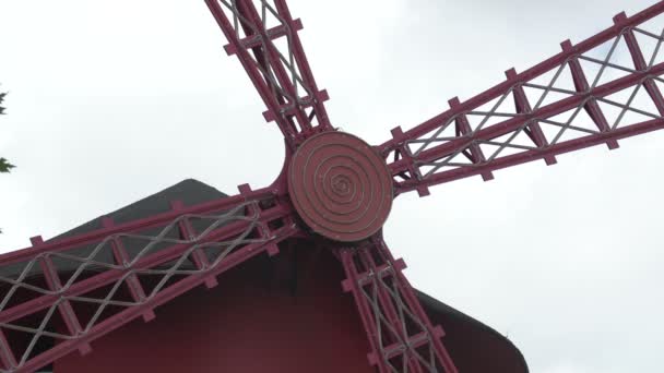 Famoso Moinho Vento Vermelho Moulin Rouge — Vídeo de Stock