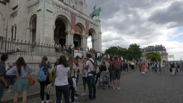 Tourists Sacr Cur Basilica Paris — Stock Video