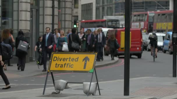 Diverted Traffic Sign Street — Stock videók