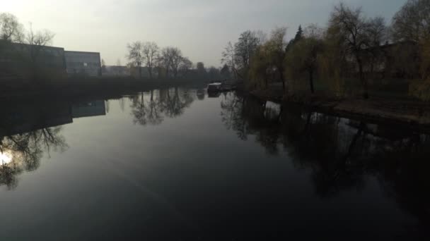 Two People Kayaking Ljublianica River — Stock Video