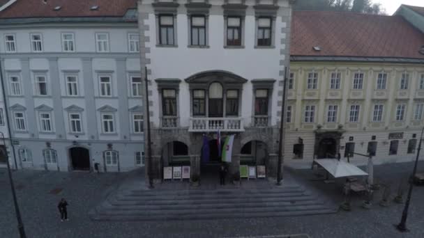 Aerial Ljubljana Town Hall — Stock Video