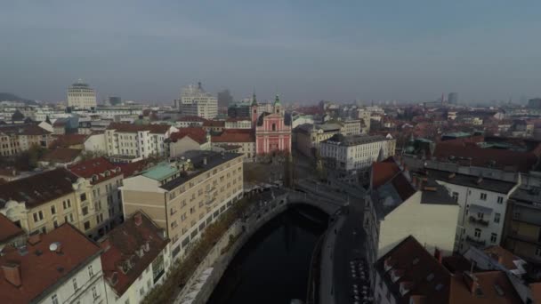 Luchtfoto Van Ljubljana — Stockvideo