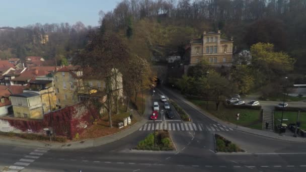 Vista Aérea Calle Gradom Cápsula Predor — Vídeos de Stock