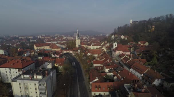 Vedere Aeriană Orașului Stradă — Videoclip de stoc