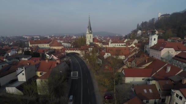 Ljubljana Bir Caddenin Havası — Stok video