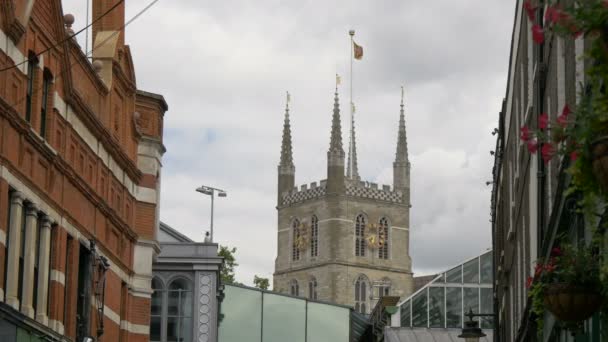 Torre Dell Orologio Della Cattedrale Southwark Londra — Video Stock