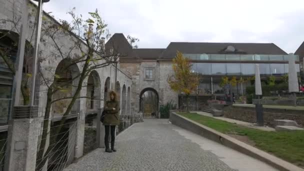 Der Innenhof Der Burg Von Ljubljana — Stockvideo