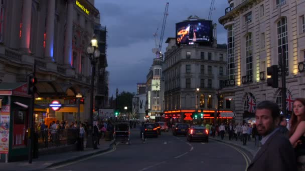 Piccadilly Circus Seen Evening London — Stock Video