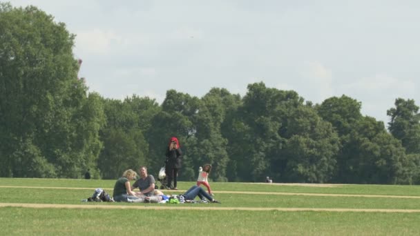 Adultos Niños Descansando Hyde Park Londres — Vídeos de Stock