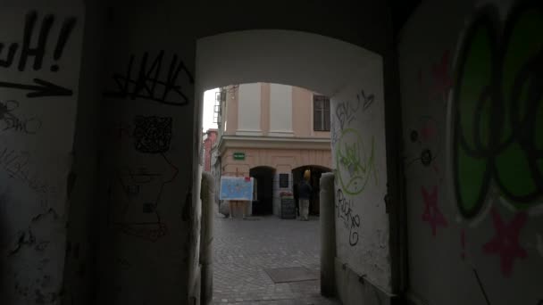 Dark Corridor Cobblestone Street — Αρχείο Βίντεο