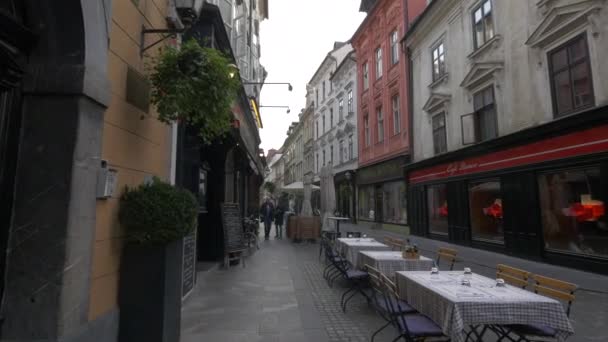 Spacerując Obok Restauracji Lublanie — Wideo stockowe