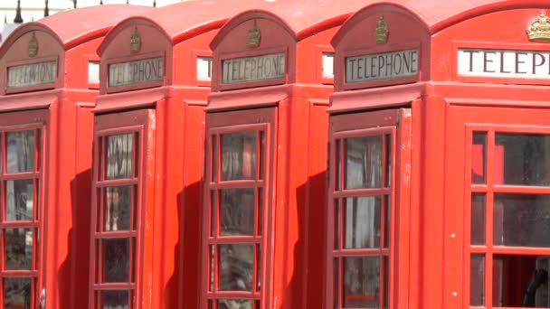 Négy Brit Telefonfülke Közelsége London — Stock videók