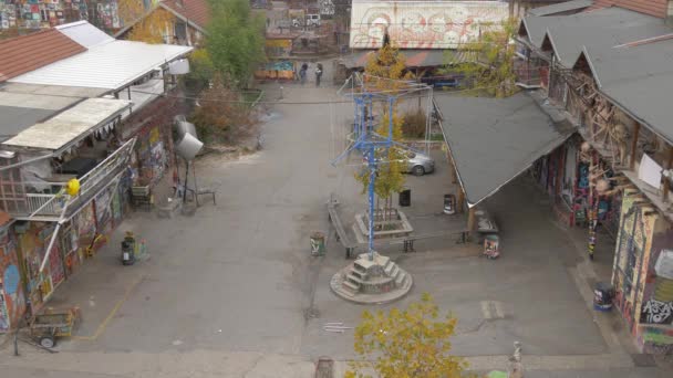 Vedere Unghiulară Înaltă Metelkova Mesto — Videoclip de stoc