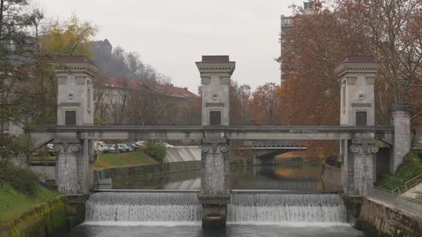 Lublaň Sluice Gate Lublani — Stock video