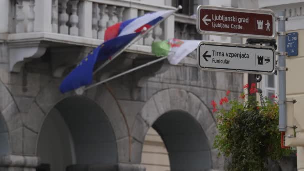 Carteles Callejeros Una Ciudad — Vídeo de stock