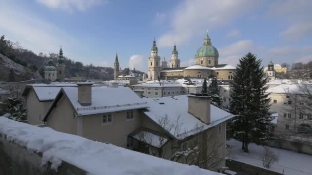 Dom Salzburg Vintern — Stockvideo