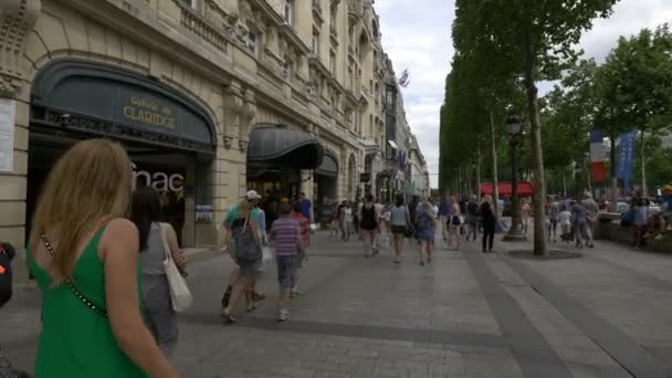 Toeristen Wandelen Champs Elysees — Stockvideo