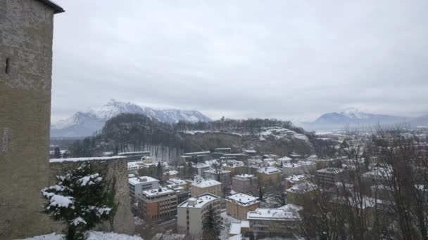 Haut Angle Salzbourg Jour Hiver — Video