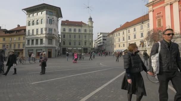 Pessoas Preseren Square Liubliana — Vídeo de Stock