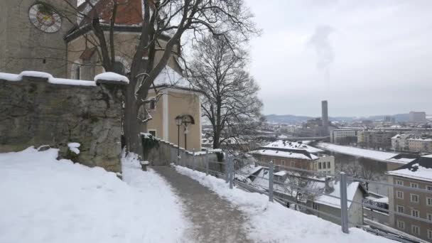 街の上の雪の路地 — ストック動画
