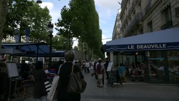 Şanzelize Deki Açık Hava Restoranları Paris — Stok video