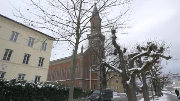 Christuskirche Evangélica Día Invierno — Vídeos de Stock