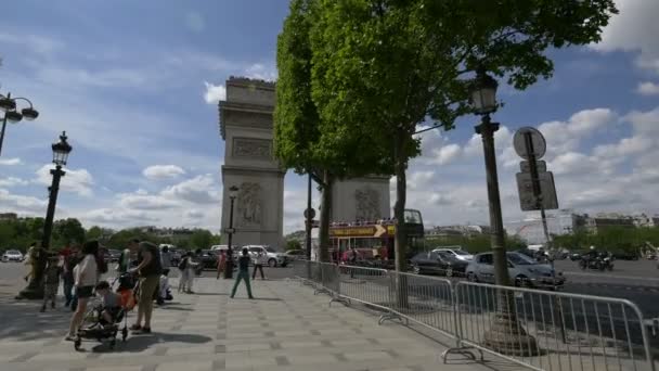 Der Triumphbogen Auf Der Place Charles Gaulle — Stockvideo
