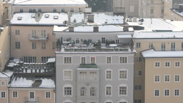 Wysoki Kąt Dachów Pokrytych Śniegiem — Wideo stockowe