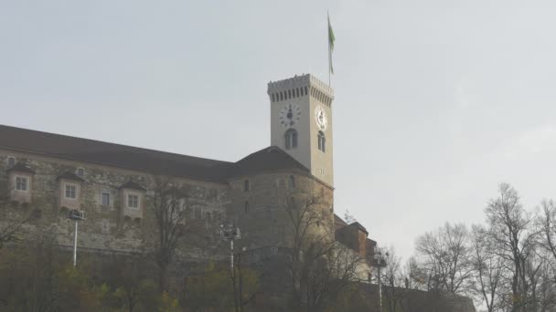 Часовая Башня Люблянского Замка — стоковое видео
