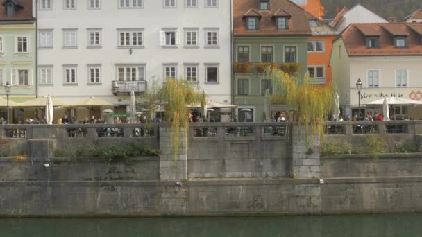 Ontspannen Bij Rivier Ljubljanica — Stockvideo