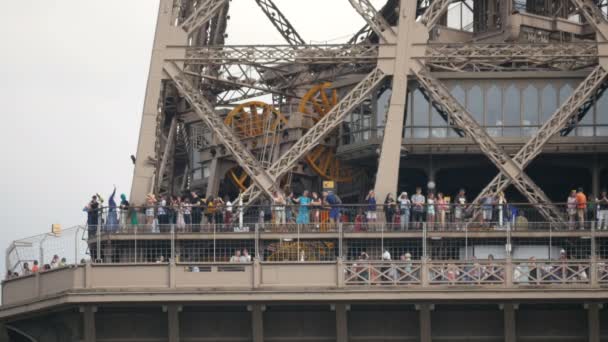 First Level Platform Eiffel Tower Paris — Stockvideo