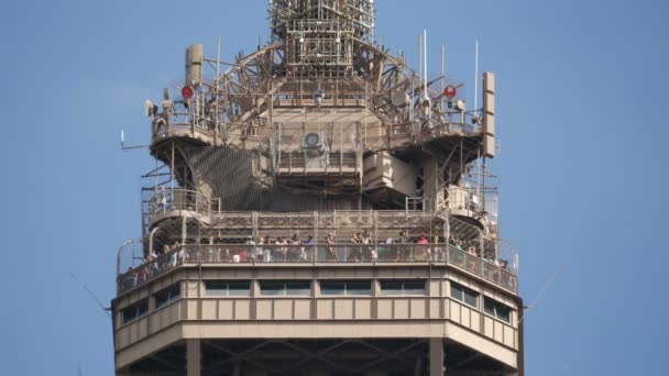 Het Bovenste Platform Van Het Observatorium Van Eiffeltoren — Stockvideo